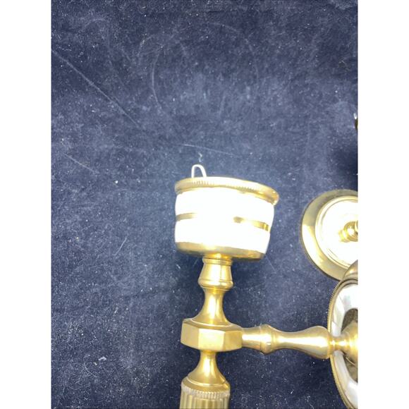 Mother Of Pearl And Brass Torch Hurricane Wall Mounted Sconces 12" - Picture 9 of 9